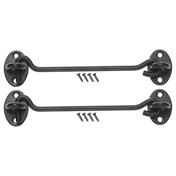 Uxcell 2-Pack Hook and Eye Latch for Door 6 Inch 201 Stainless Steel Hook and Eye Gate Latch for Gate/Window/Cabinet Black