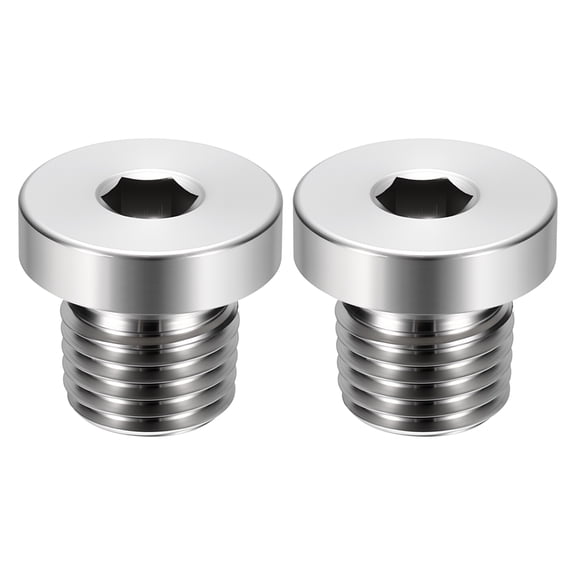 Uxcell 2 Pack Inner Hex Head Socket Pipe Plug Fitting, 1/4" NPT Male Threaded End Cap, 304 Stainless Steel Hex Thread Pipe Fittings with Sealing Ring for Water Pump, Industrial Piping