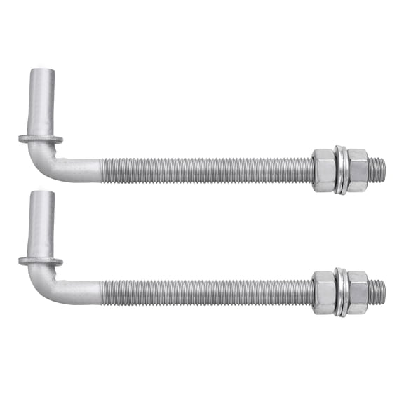 Uxcell 2 Pack J Bolt Gate Hinge, 8" Galvanized Steel Farm Gate Hinges, J-Bolt Chain Link Fence with 5/8" Male Pin for Back Yard