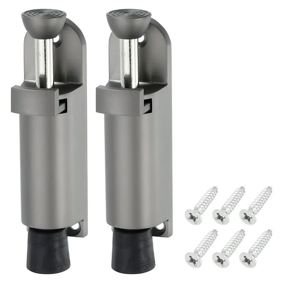 Uxcell 2 Pack Kickdown Door Stop, Spring Loaded Telescopic Door Stopper, Adjustable Door Locks Holder for Distance From the Ground 25mm/0.98", Gray
