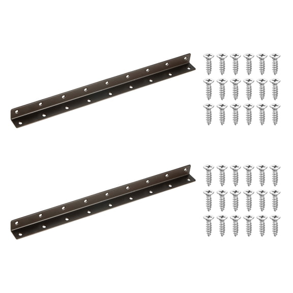 Uxcell 2 Pack L Brackets, Stainless Steel Corner Braces 90 Degree Angle Brackets with Screws for Wood Shelf Table Chair Cabinets Bookshelf (425 x 27 x 27mm, Bronze)