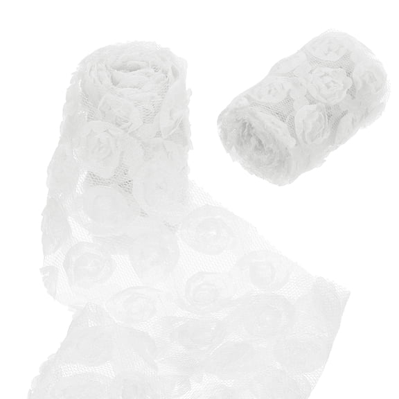 Uxcell 2 Pack Lace Trim Ribbon, 2.36 inch - 1 Yard 3D Rose Floral Embroidery Ribbons Edge Trimming for Sewing, Wedding Dress, DIY Crafts, Decoration Accessories, White