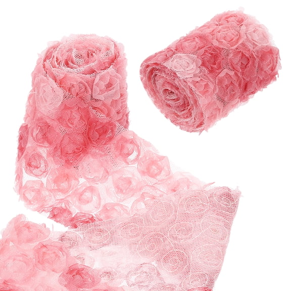 Uxcell 2 Pack Lace Trim Ribbon, 2.36 inch - 1 Yard 3D Rose Floral Embroidery Ribbons Edge Trimming for Sewing, Wedding Dress, DIY Crafts, Decoration Accessories, Color Red