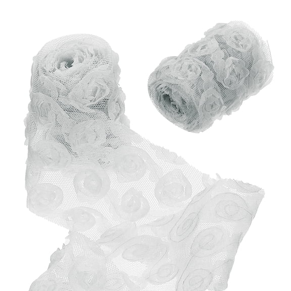 Uxcell 2 Pack Lace Trim Ribbon, 2.36 inch - 1 Yard 3D Rose Floral Embroidery Ribbons Edge Trimming for Sewing, Wedding Dress, DIY Crafts, Decoration Accessories, Grey