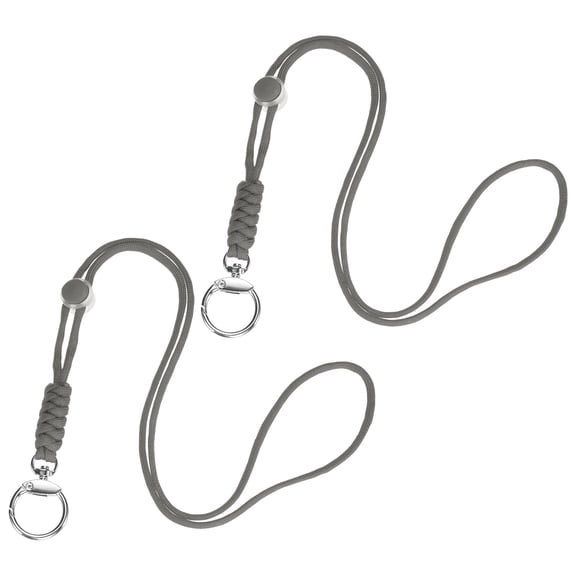Uxcell 2-Pack Lanyards for ID Badges, Grey Adjustable Keychain Long Key Neck Lanyard Strap with Round Clasp ID Holder Folder