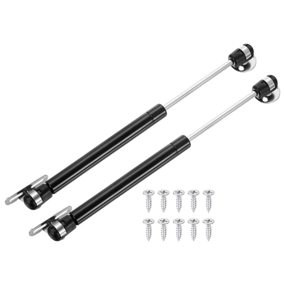 Uxcell 2 Pack Lid Support Hinges, 10 Inch 300N Gas Struts Heavy Duty Gas Spring Soft Close Lid Stay Hinges Lift Support with l Mounts for Tool Box Cabinet, Black