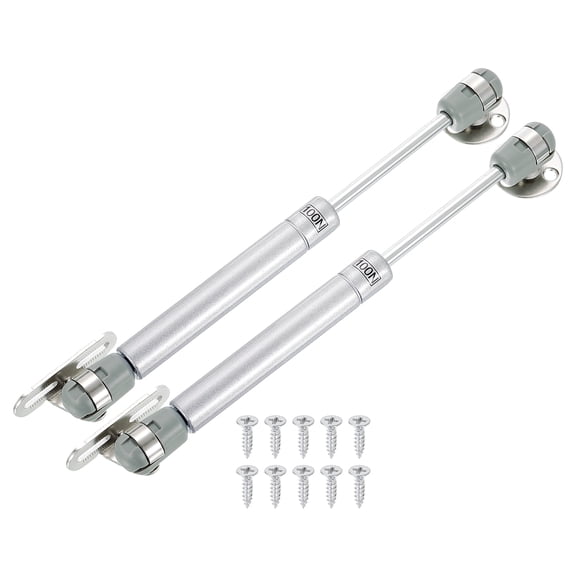 Uxcell 2 Pack Lid Support Hinges, 8 Inch 100N Gas Struts Soft Close Folding Lid Stay Hinges Lift Support Slow Lowering Pneumatic Lid Buffer for Cabinet Closet Wardrobe, Silver