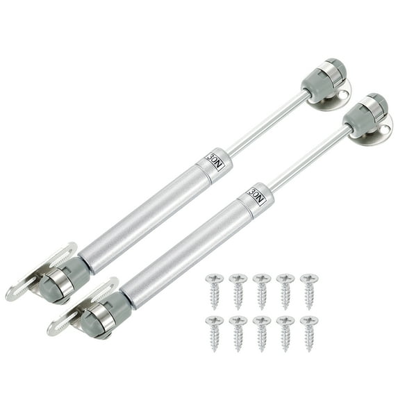 Uxcell 2 Pack Lid Support Hinges, 8 Inch 30N Gas Struts Soft Close Folding Lid Stay Hinges Lift Support Slow Lowering Pneumatic Lid Buffer for Cabinet Closet Wardrobe, Silver