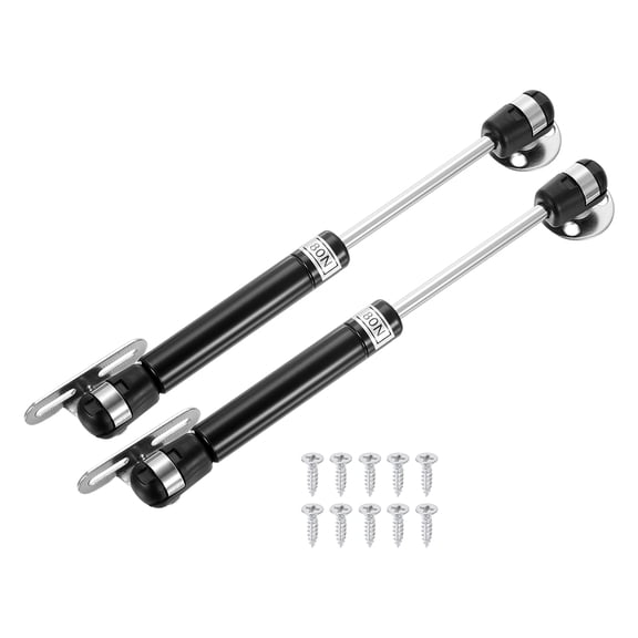 Uxcell 2 Pack Lid Support Hinges, 8 Inch 80N Gas Struts Soft Close Folding Lid Stay Hinges Lift Support Slow Lowering Pneumatic Lid Buffer for Cabinet Closet Wardrobe, Black