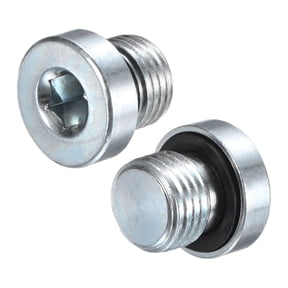 Uxcell 2-Pack M10x1mm Inner Hex Head Pipe Fitting Plug, Stainless Steel Sensor Socket Plug with Seal O-Ring Sealing Screw