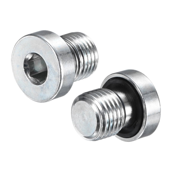Uxcell 2-Pack M12x1.25mm Inner Hex Head Pipe Fitting Plug, Stainless Steel Sensor Socket Plug with Seal O-Ring Sealing Screw