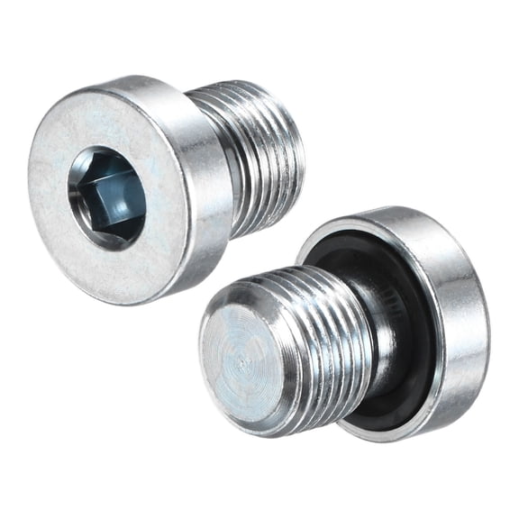 Uxcell 2-Pack M12x1mm Inner Hex Head Pipe Fitting Plug, Stainless Steel Sensor Socket Plug with Seal O-Ring Sealing Screw