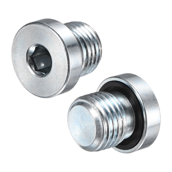 Uxcell 2-Pack M14x1.5mm Inner Hex Head Pipe Fitting Plug, Stainless Steel Sensor Socket Plug with Seal O-Ring Sealing Screw