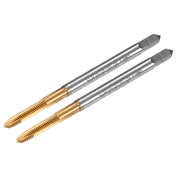 Uxcell 2-Pack M2.5x0.45mm Metric Thread Tap, HSS Titanium Coated 46mm Length Straight Flute Right Hand Thread Screw Tapping Tool