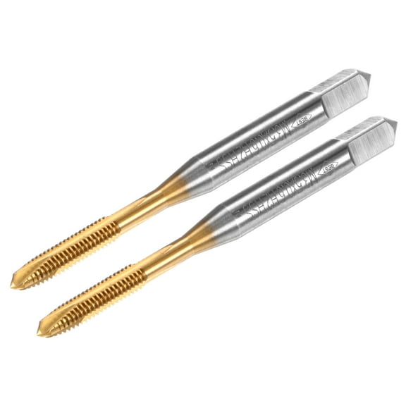 Uxcell 2-Pack M3.5x0.6mm Metric Thread Tap, HSS Titanium Coated 56mm Length Straight Flute Right Hand Thread Screw Tapping Tool