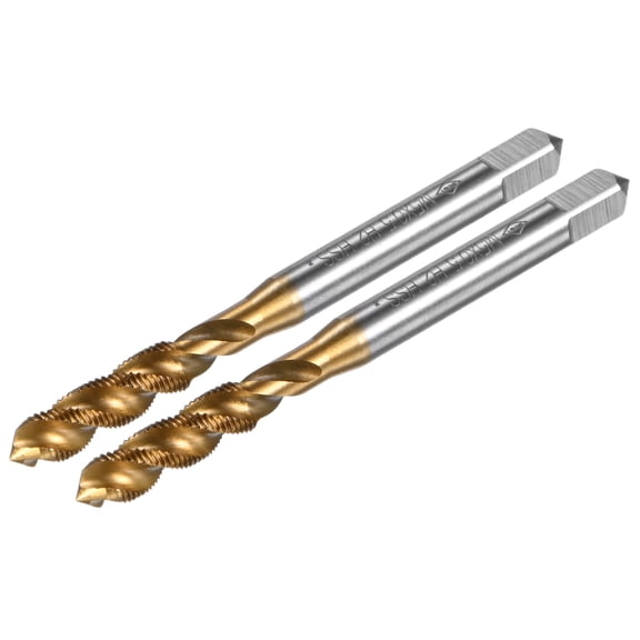 Uxcell 2-Pack M5x0.5mm Metric Spiral Flute Thread Tap, HSS Titanium Coated Right Hand Threading Tap Screw Tapping Tool
