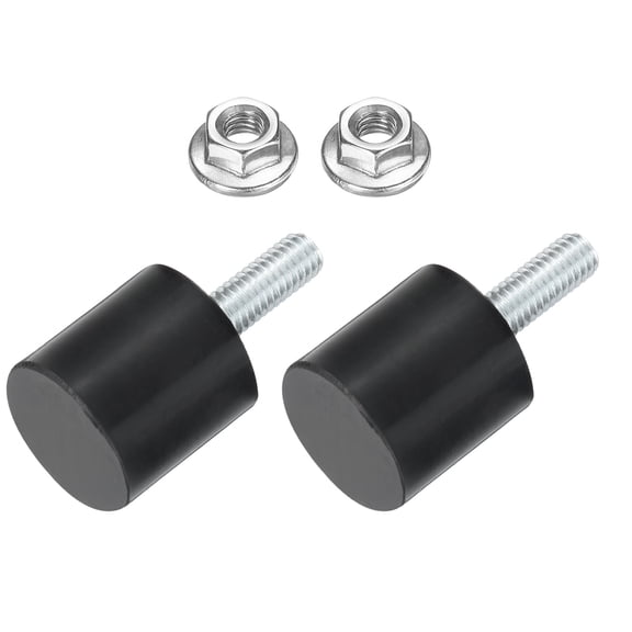 Uxcell 2 Pack M6 Thread Rubber Mounts, Vibration Isolators, Cylindrical Shock Absorber with Studs 25 x 20mm with Non-Slip Nuts