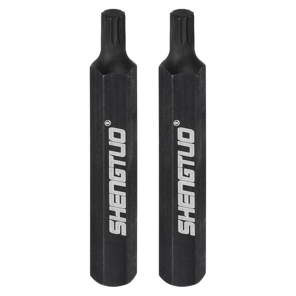Uxcell 2 Pack M6 Torx Screwdriver Bits 3/8" Hex Shank 75mm/2.95" Length, Non-magnetic 12 Point Head Hex Screw Driver Bits, S2 Steel HRC46-50 for Electric Manual Screwdrivers Repair, Black