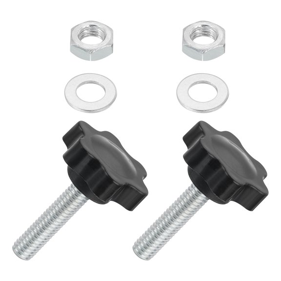 Uxcell 2 Pack M6 x 25mm Star Knobs Plastic Hex Shaped Hand Knob with Washer/Nut