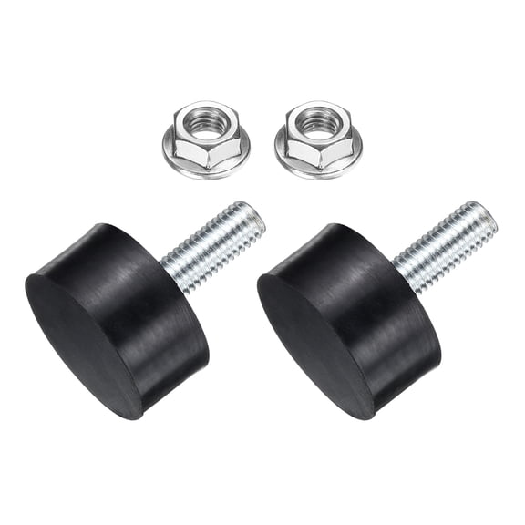 Uxcell 2 Pack M8 Thread Rubber Mounts, Vibration Isolators, Cylindrical Shock Absorber with Studs 30 x 15mm with Non-Slip Nuts