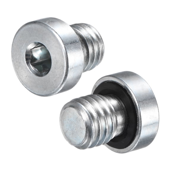 Uxcell 2-Pack M8x1.25mm Inner Hex Head Pipe Fitting Plug, Stainless Steel Sensor Socket Plug with Seal O-Ring Sealing Screw