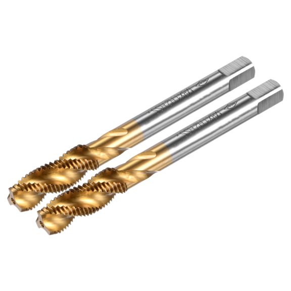 Uxcell 2-Pack M8x1mm Metric Spiral Flute Thread Tap, HSS Titanium Coated Right Hand Threading Tap Screw Tapping Tool