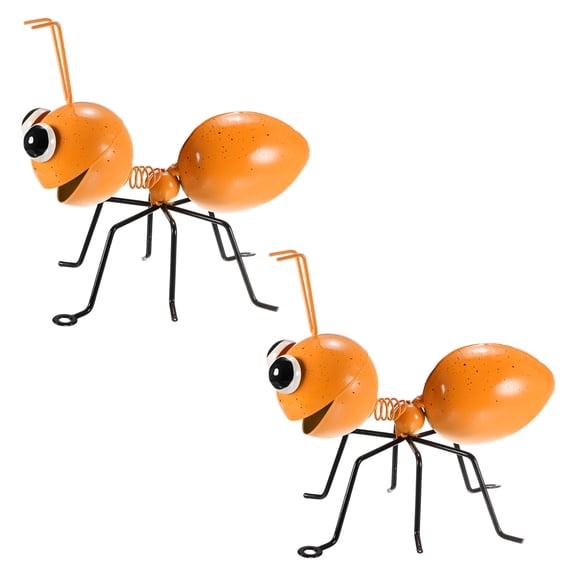 Uxcell 2-Pack Metal Ant Garden Decor, Metal Cute Ants Yard Decorations Decor Wall Art for Fence Ornaments/Hanging Decorations [Orange,L]