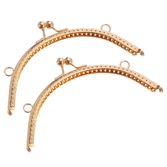 Uxcell 2 Pack Metal Purse Frame, 8.07" Kiss Lock Clasp Frame Retro Arch Embossed Clutch Frame for Coin Purse Handbag Making DIY Craft, Light Gold
