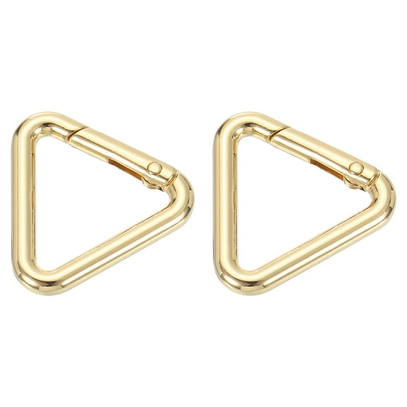 Uxcell 2 Pack Metal Triangle Ring Buckle, 1"(25mm) Spring Snap Clip Hook Jump Rings Alloy Trigger Keychain for Purses Handbag Strap Clasp, Gold