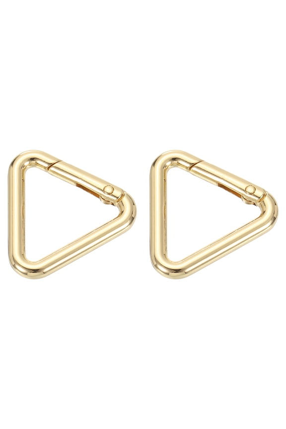 2 Pack Metal Triangle Ring Buckle, 1"(25mm) Spring Snap Clip Hook Jump Rings Alloy Trigger Keychain for Purses Handbag Strap Clasp, Gold