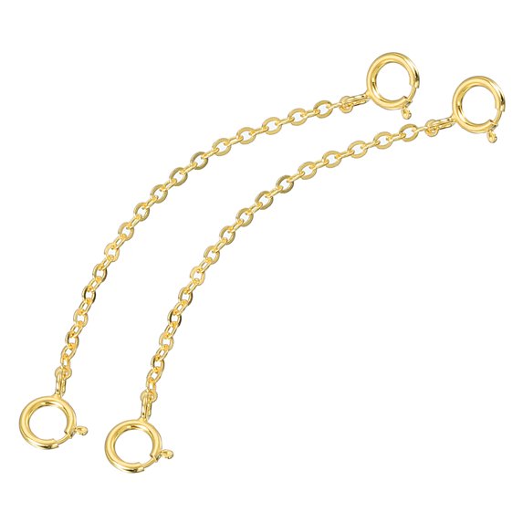 Uxcell 2 Pack Necklace Extenders 925 Sterling Silver 50mm Chains with Clasps, Gold