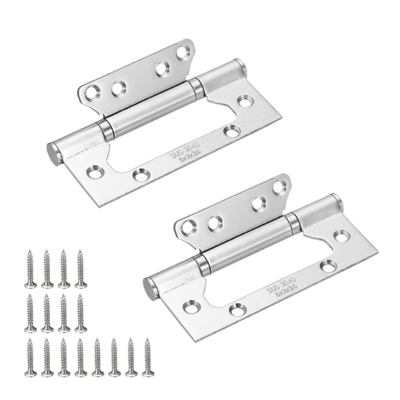 Uxcell 2 Pack Non Mortise Door Hinges, 5" x 2" 304 Stainless Steel Hinges with Mounting Screws, Ball Bearing Door Hinges for Interior and Exterior Doors, Wood and Metal Doors, Silver