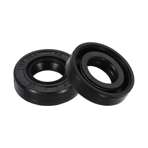 Uxcell 2 Pack Oil Seal, 0.5"x1"x0.26" TC Nitrile Rubber Double Lip Cover Shaft Oil Seal 12.7 x 25.5 x 6.5mm with Spring for Mechanical Automobile Bearing Shaft, Black