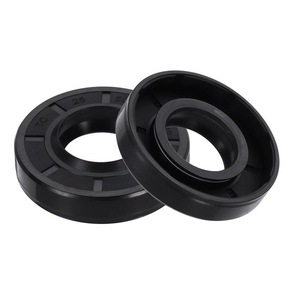 Uxcell 2 Pack Oil Seal, 0.98"x2.01"x0.39" TC Nitrile Rubber Double Lip Cover Shaft Oil Seal 25 x 51 x 10mm with Spring for Mechanical Automobile Bearing Shaft, Black