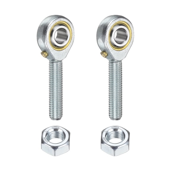 Uxcell 2 Pack POSB4 1/4 Inch Male Rod End Bearing, 1/4-28 UNF Right Hand Male Thread Rod End with Jam Nuts for Agriculture, Machinery, CNC Equipment