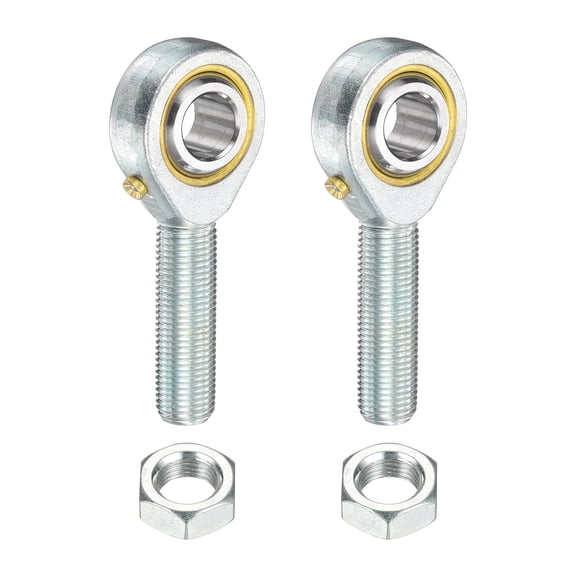 Uxcell 2 Pack POSB8 1/2 Inch Male Rod End Bearing, 1/2-20 UNF Right Hand Male Thread Rod End with Jam Nuts for Agriculture, Machinery, CNC Equipment