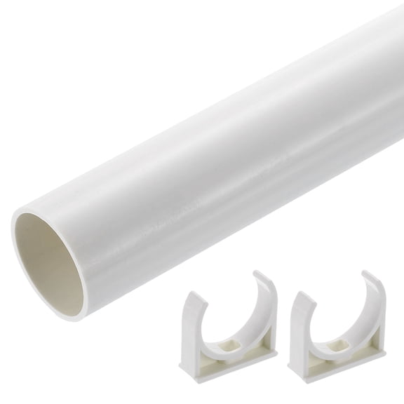 Uxcell 2 Pack Rigid Tube, 300mm Length Round Pipe Tubing, 36mm ID 40mm OD Plastic Tubes Rigid Pipe with Pipe Clamp for Aquarium, Water Cooling System, Cable Sleeve, White
