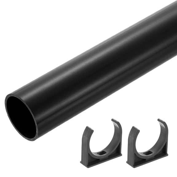Uxcell 2 Pack Rigid Tube, 300mm Length Round Pipe Tubing, 45.2mm ID 50mm OD Plastic Tubes Rigid Pipe with Pipe Clamp for Aquarium, Water Cooling System, Cable Sleeve, Dark Gray