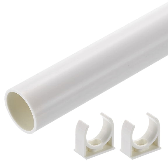 Uxcell 2 Pack Rigid Tube, 500mm Length Round Pipe Tubing, 21mm ID 25mm OD Plastic Tubes Rigid Pipe with Pipe Clamp for Aquarium, Water Cooling System, Cable Sleeve, White
