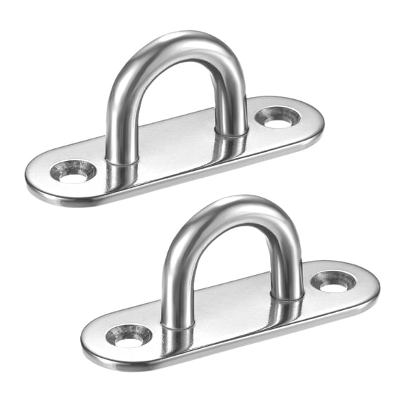 Uxcell 2-Pack Pad Eye Snap Hooks, Stainless Steel M6 Heavy Duty Ceiling Hook with Oval Pad Eye Plates for Hanging/Wall Mount Marine Hardware [Silver]
