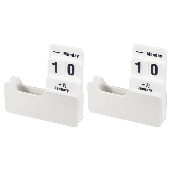 Uxcell 2 Pack Perpetual Block Calendar, Rotating Decorative Daily Display Modern Farmhouse Office Coffee Table Bookshelf Decor for Teacher Desk Parties Holidays Wedding, White