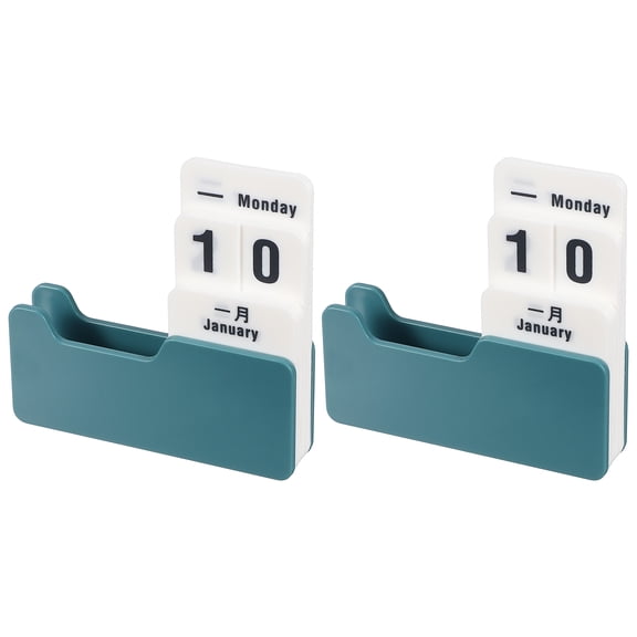 Uxcell 2 Pack Perpetual Block Calendar, Rotating Decorative Daily Display Modern Farmhouse Office Coffee Table Bookshelf Decor for Teacher Desk Parties Holidays Wedding, Blue