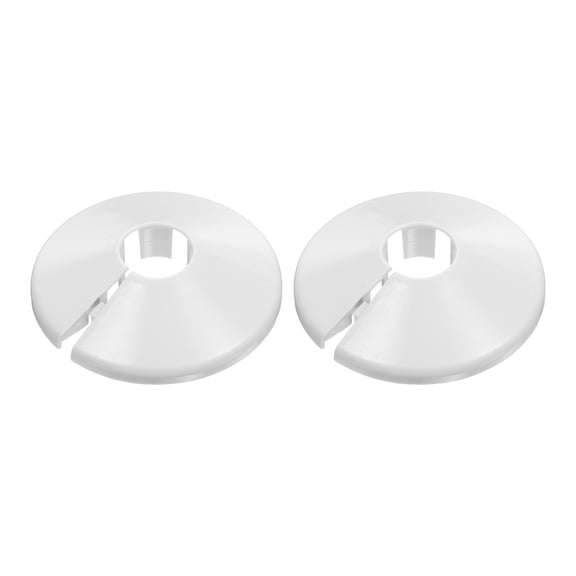Uxcell 2 Pack Pipe Flange Cover Fit 15mm (0.59")Tube OD - Plastic Radiator Escutcheon Plate Round Wall Split Flange for Kitchen, Bathroom, Toilet Wall Pipe Tube Decoration, White