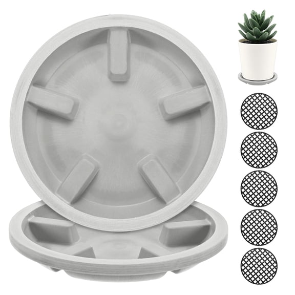 Uxcell 2-Pack Plant Saucer, 3.27 Inch/8.3 cm Plastic Plant Trays Thicker for Pots/Indoor/Outdoor, Flowerpot Drip Tray [Cement]