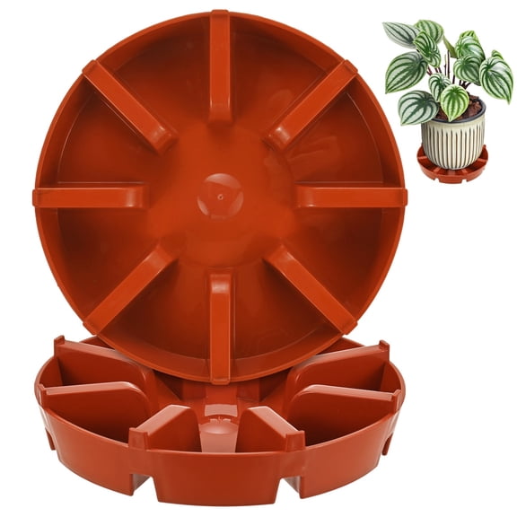 Uxcell 2-Pack Plant Saucer, 5.7 Inch/14.5 cm Plastic Plant Trays Thicker for Pots/Indoor/Outdoor [Red]