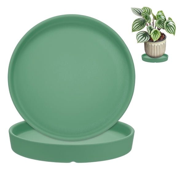 Uxcell 2-Pack Plant Saucers, 6.3 Inch ID Anti-Rot Root Ceramic Flower Pot Plant Saucers [6.9 Inch OD, Green]