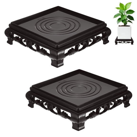Uxcell 2-Pack Plant Stand for Inside Pots, 12 cm/4.72 Inch Plant Riser for Vase/Fishbowl/Flower Pot/Lamp [Dark Brown]