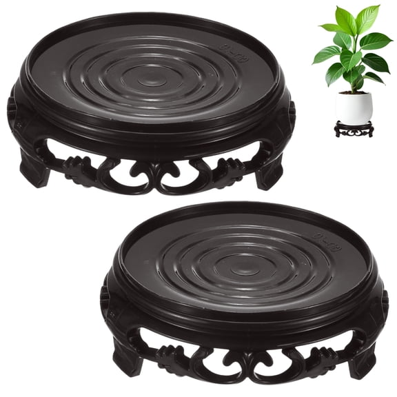 Uxcell 2-Pack Plant Stand for Inside Pots, 9.5 cm/3.74 Inch Plant Riser for Vase/Fishbowl/Flower Pot/Lamp [Dark Brown]