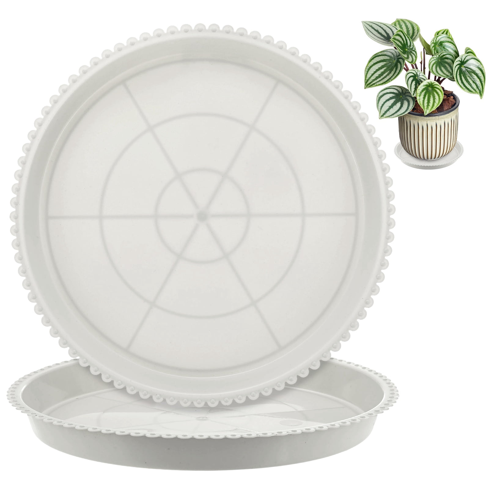 Uxcell 2-Pack Plastic Plant Saucers, 9.2 Inch ID Round Plant Pot Water ...