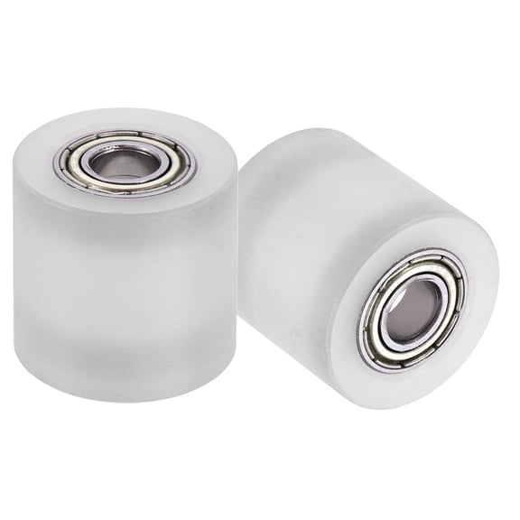 Uxcell 2 Pack Plastic Roller Wheel with Bearings, ID 15/64" (6mm) x OD 25/32 (20mm) x Length 25/32"(20mm), Guiding Wheel Flat Belt Idler (White)